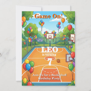 Invitation d'anniversaire de basketball garçon   Q
