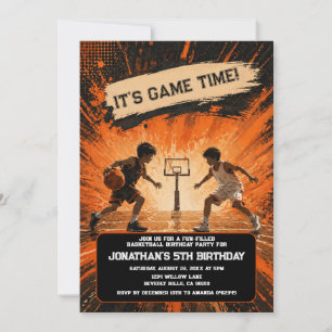Invitation d'anniversaire de basketball Grunge Noi