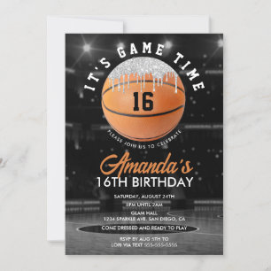 Invitation d'anniversaire de basketball Orange et 