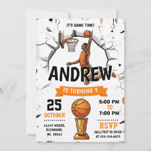 Invitation d'anniversaire de basketball personnali