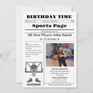 Invitation d'anniversaire de basketball personnali