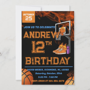 Invitation d'anniversaire de basketball personnel