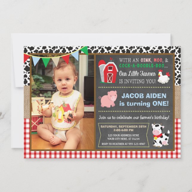 Invitation d'anniversaire de basse-cour avec la (Devant)