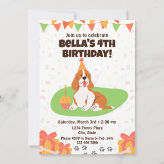 Invitation d'anniversaire de Basset Hound