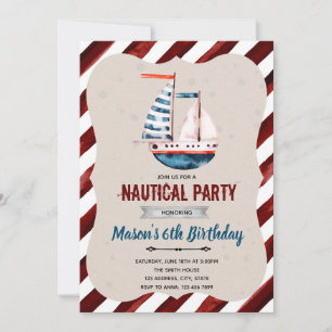 Invitation d'anniversaire de bateau nautique