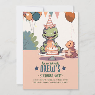 Invitation d'anniversaire de bébé Dino mignon pour