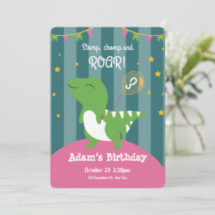Invitation d'anniversaire de bébé dinosaure vert m