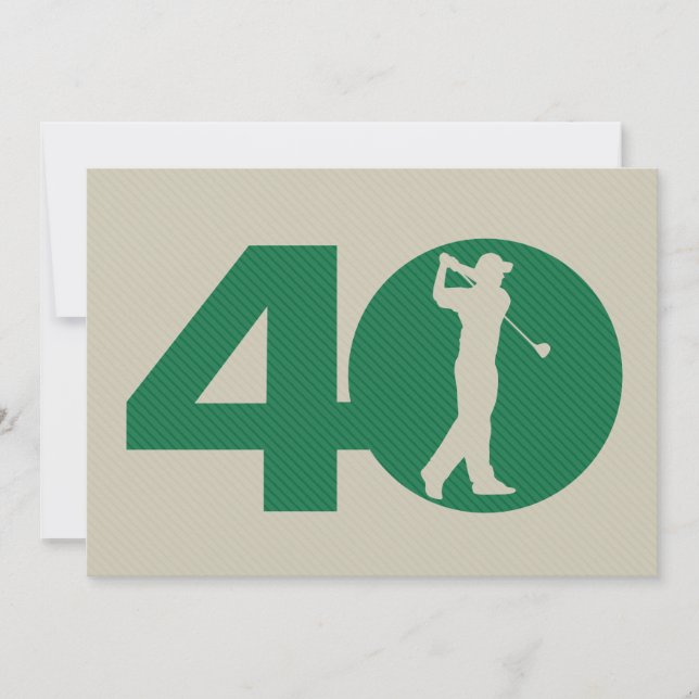 Invitation d'anniversaire de beige de vert de golf (Devant)