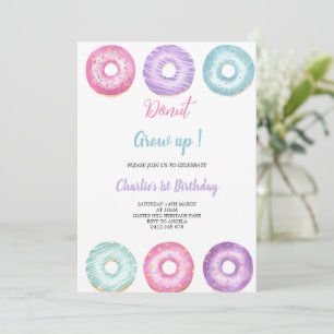 invitation d'anniversaire de beigne rose, violet e