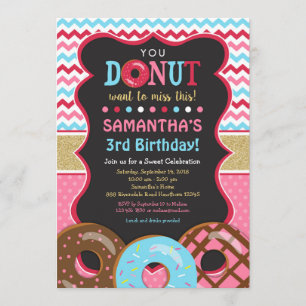 Invitation d'anniversaire de beignet, invitation