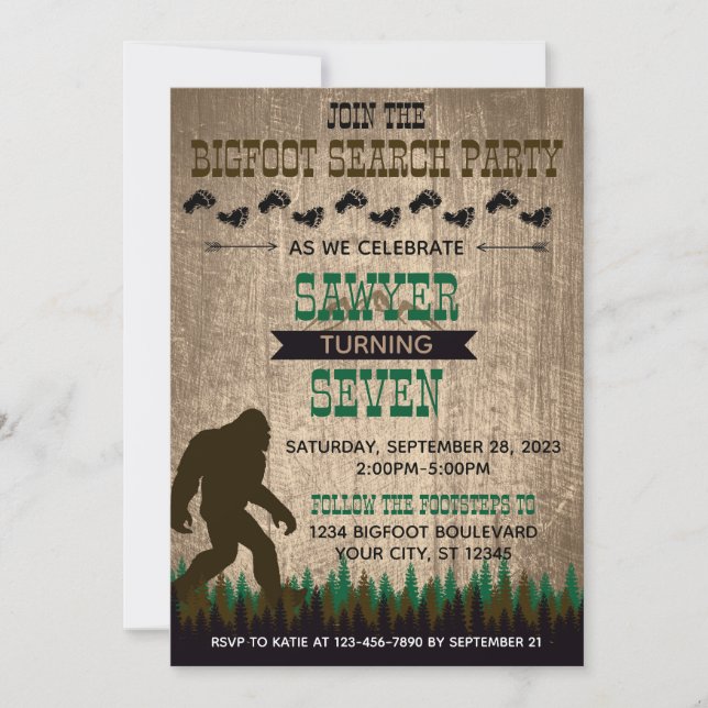 Invitation d'anniversaire de Bigfoot (Devant)