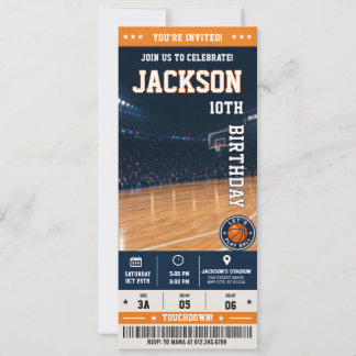 Invitation d'anniversaire de billet de basket-ball