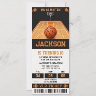 Invitation d'anniversaire de billet de basket-ball