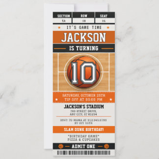 Invitation d'anniversaire de billet de basket-ball