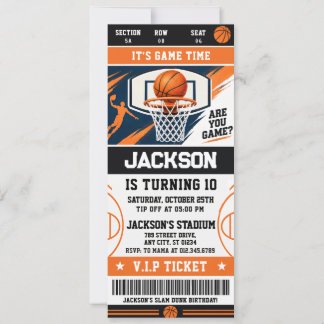 Invitation d'anniversaire de billet de basket-ball