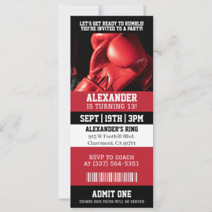 Invitation d'anniversaire de billet de boxe