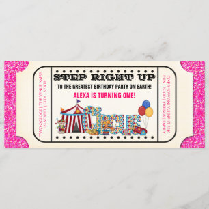 Invitation d'anniversaire de billet de cirque vint