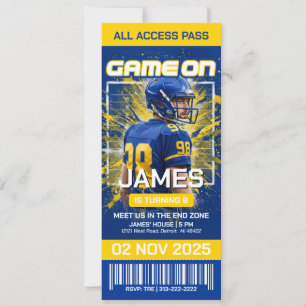 Invitation d'anniversaire de billet de football ja