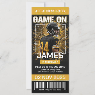 Invitation d'anniversaire de billet de football mo