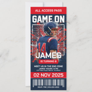 Invitation d'anniversaire de billet de football mo
