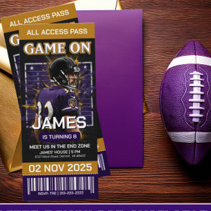 Invitation d'anniversaire de billet de football mo