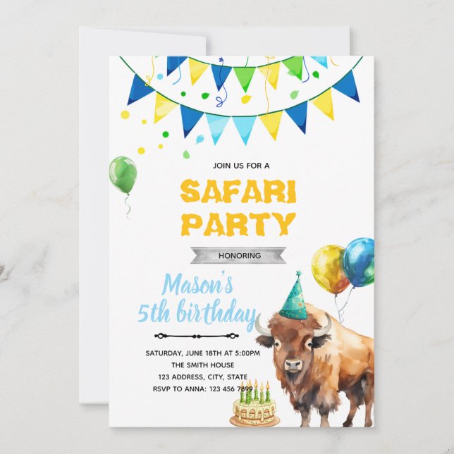 Invitation d'anniversaire de bison (Devant)