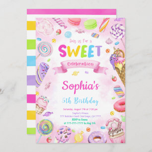 Invitation d'anniversaire de bonbons modifiable