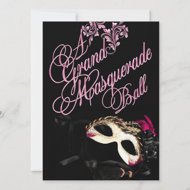 Invitation d'anniversaire de boule de mascarade (Devant)