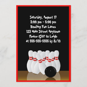 Invitation d'anniversaire de bowling