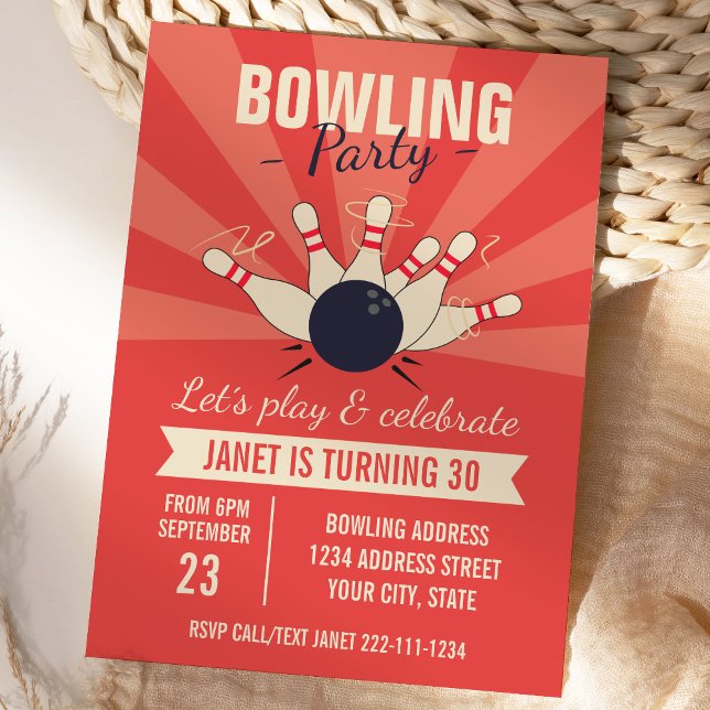 Invitation d'anniversaire de bowling (Créateur téléchargé)