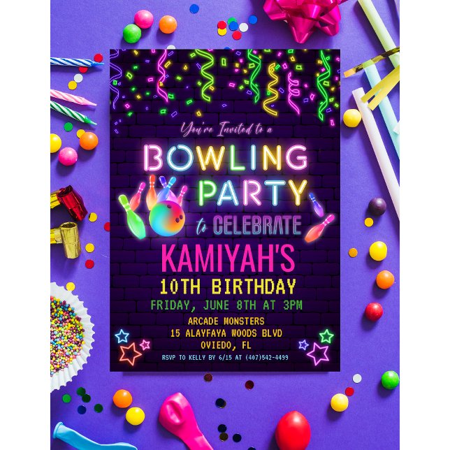 Invitation d'anniversaire de bowling (Créateur téléchargé)