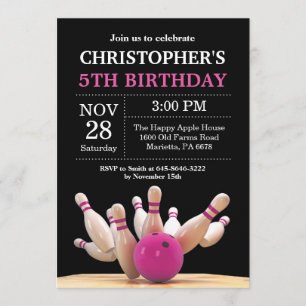 Invitation d'anniversaire de Bowling Anniversaire 
