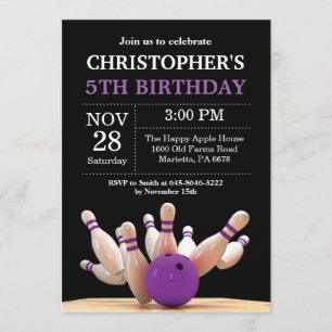 Invitation d'anniversaire de Bowling Fête d'annive