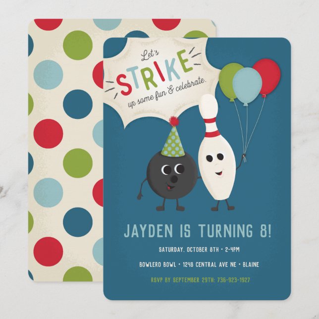 Invitation d'anniversaire de Bowling | Invitation  (Devant / Derrière)