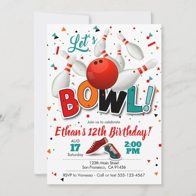 Invitation d'anniversaire de Bowling pour Bowling  (Devant)