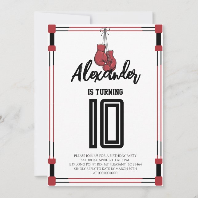 Invitation d'anniversaire de boxe (Devant)