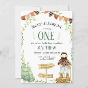 Invitation d'anniversaire de bûcheron avec Red Pla