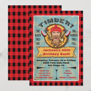 Invitation d'anniversaire de bûcheron barbu hipste