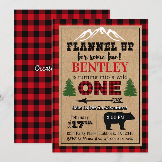Invitation d'anniversaire de Buffalo Plaid (Devant / Derrière)