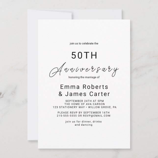 Invitation d'anniversaire de calligraphie fantaisi (Devant)