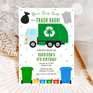 Invitation d'anniversaire de camion à ordures