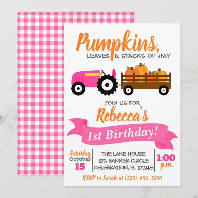 Invitation d'anniversaire de camion citrouille - T (Devant / Derrière)