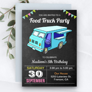Invitation d'anniversaire de camion de nourriture 