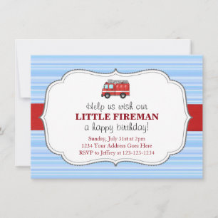 Invitation d'anniversaire de camion de pompiers