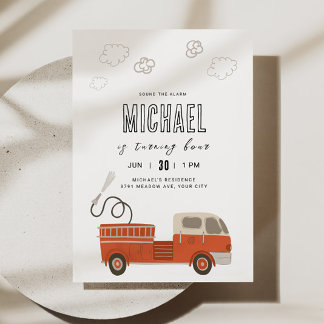 Invitation d'anniversaire de camion-feu