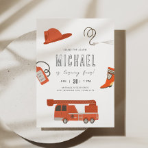 Invitation d'anniversaire de camion-feu
