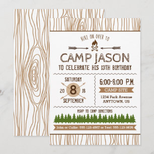 Invitation d'anniversaire de camping