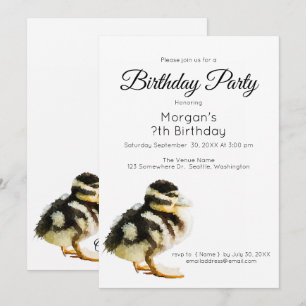 Invitation d'anniversaire de caneton bébé à l'aqua