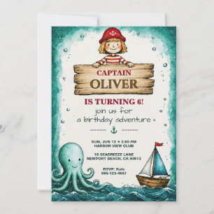 Invitation d'anniversaire de capitaine pirate