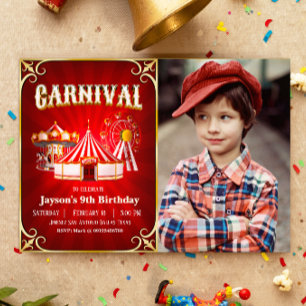 Invitation d'anniversaire de carnaval vintage avec